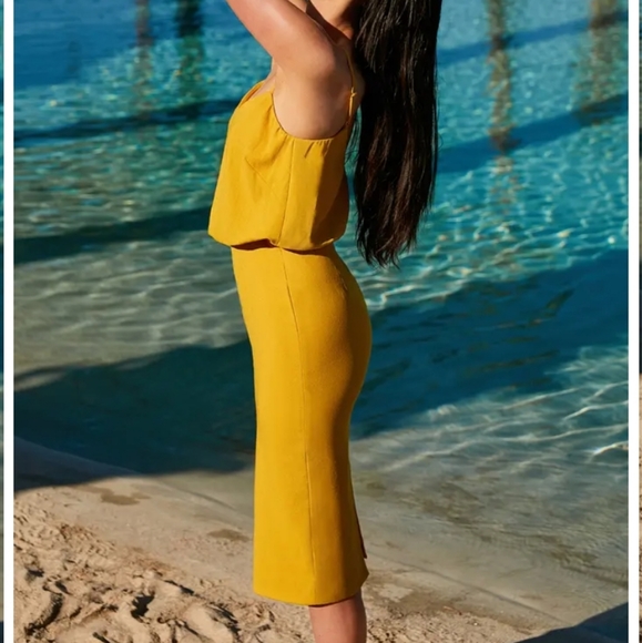 Dress the Population Marigold Yellow Alondra Blouson Sheath Dress Size XS NWT'S - Picture 5 of 16